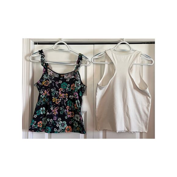 Justice XL Plus Bundle – Floral Ruffle Strap Top & Smiley Face Ribbed Tank - Picture 2 of 13